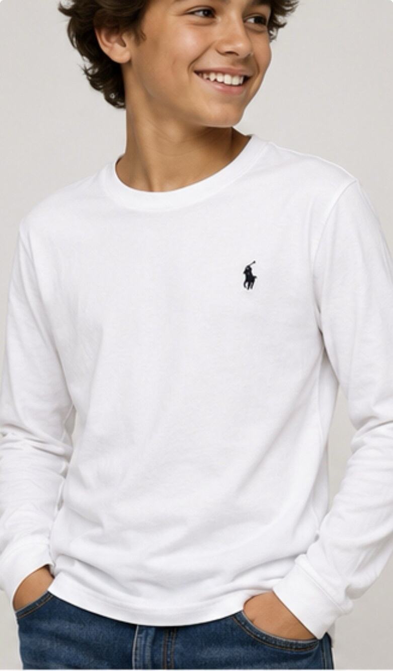Polo Ralph Lauren Boys XL 18/20 White Long Sleeve T Shirt Pony Logo